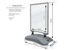 Panou publicitar dublu, prevazut cu 2 rame click, 115x64x35 cm, aluminiu, gri - imagine 3