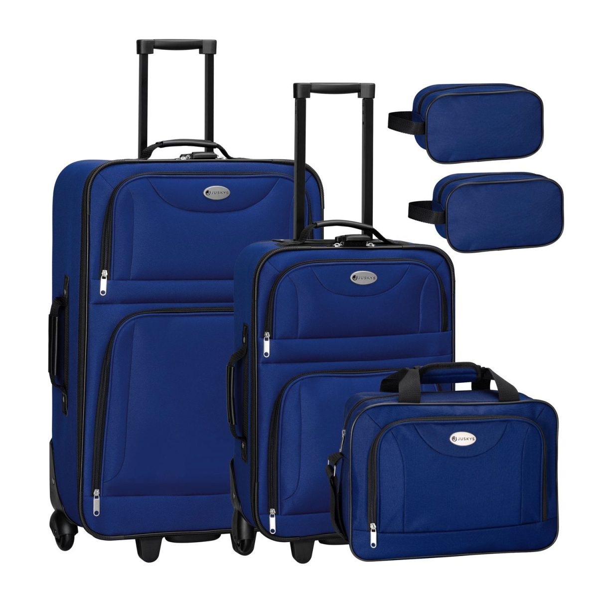Set 3 trolere si 2 genti cosmetice, Atena, L-M, poliester, albastru - imagine 12