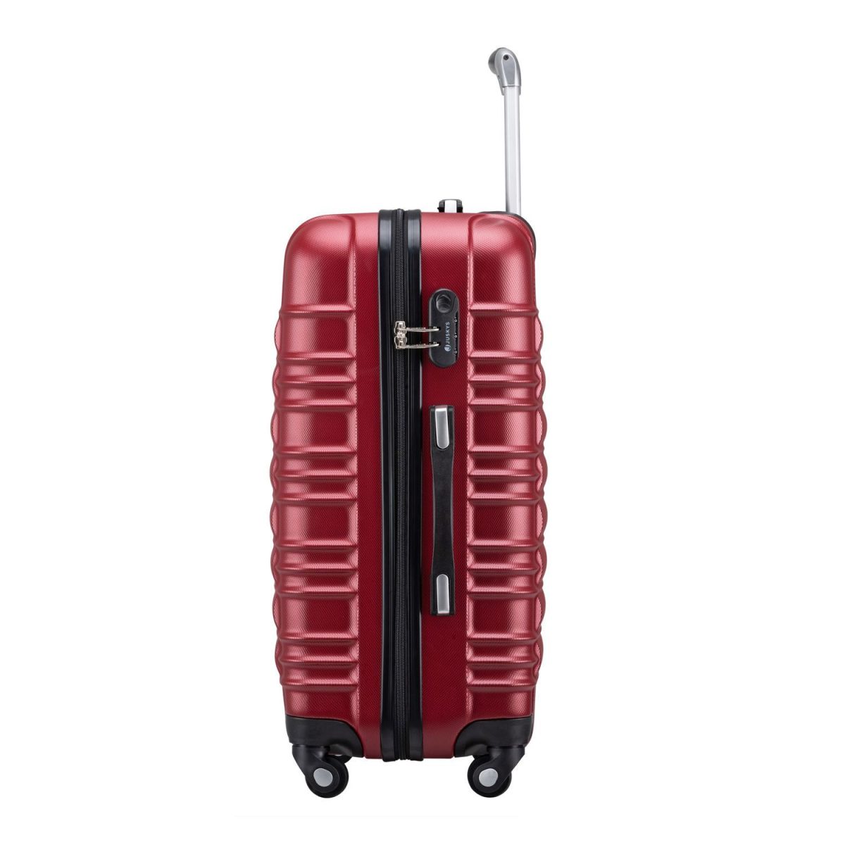 Set 4 trolere ABS de diferite dimensiuni, S-M-L-XL, roti robuste de 360°, rosu,Juskys - imagine 9