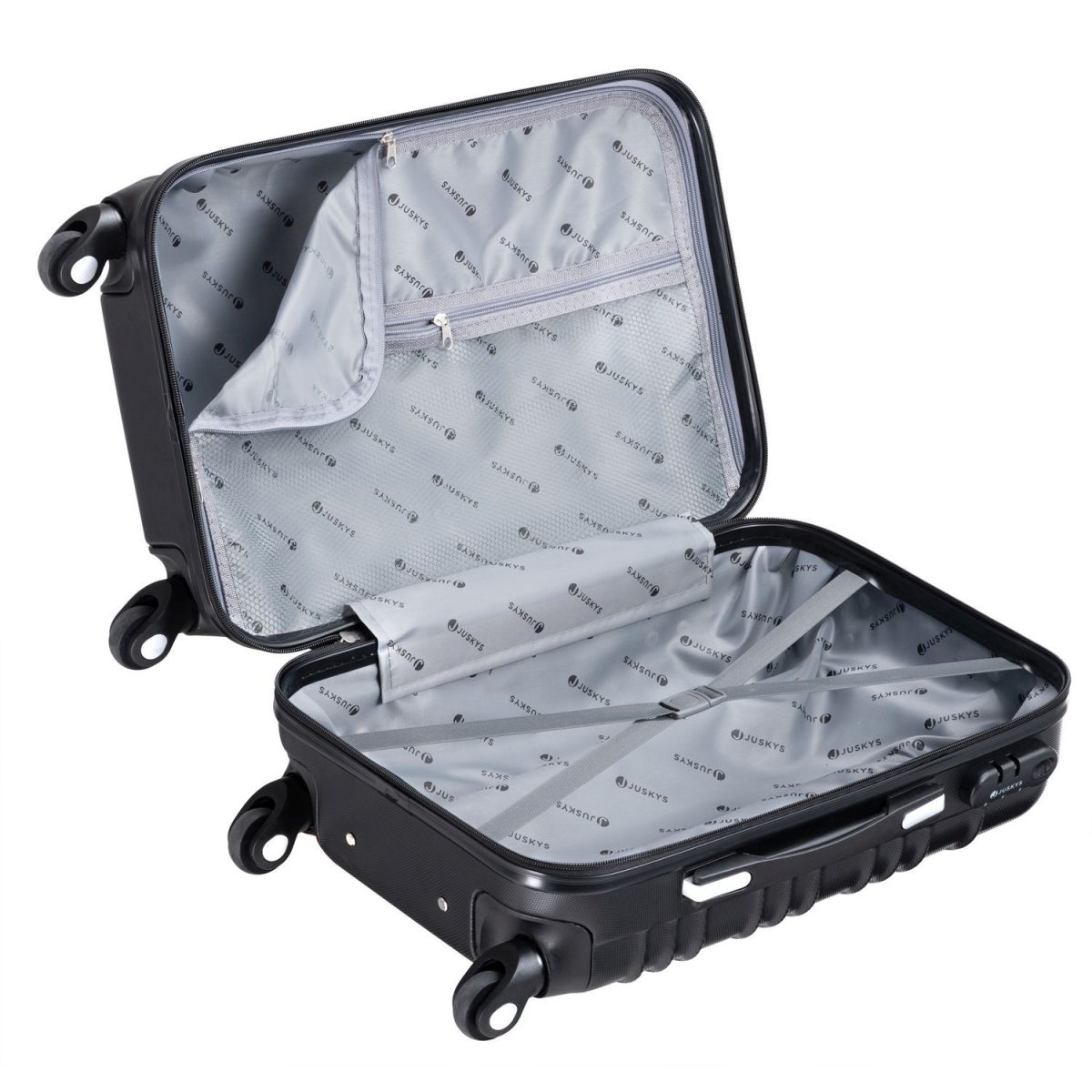 Set 4 trolere de diferite dimensiuni, S-M-L-XL, ABS, roti robuste de 360°, negru - imagine 13