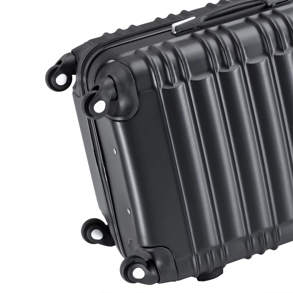 Set 4 trolere de diferite dimensiuni, S-M-L-XL, ABS, roti robuste de 360°, negru - imagine 7