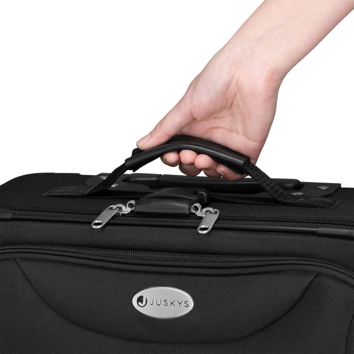 Set 3 trolere si 2 genti cosmetice, Atena, L-M, poliester, negru - imagine 16