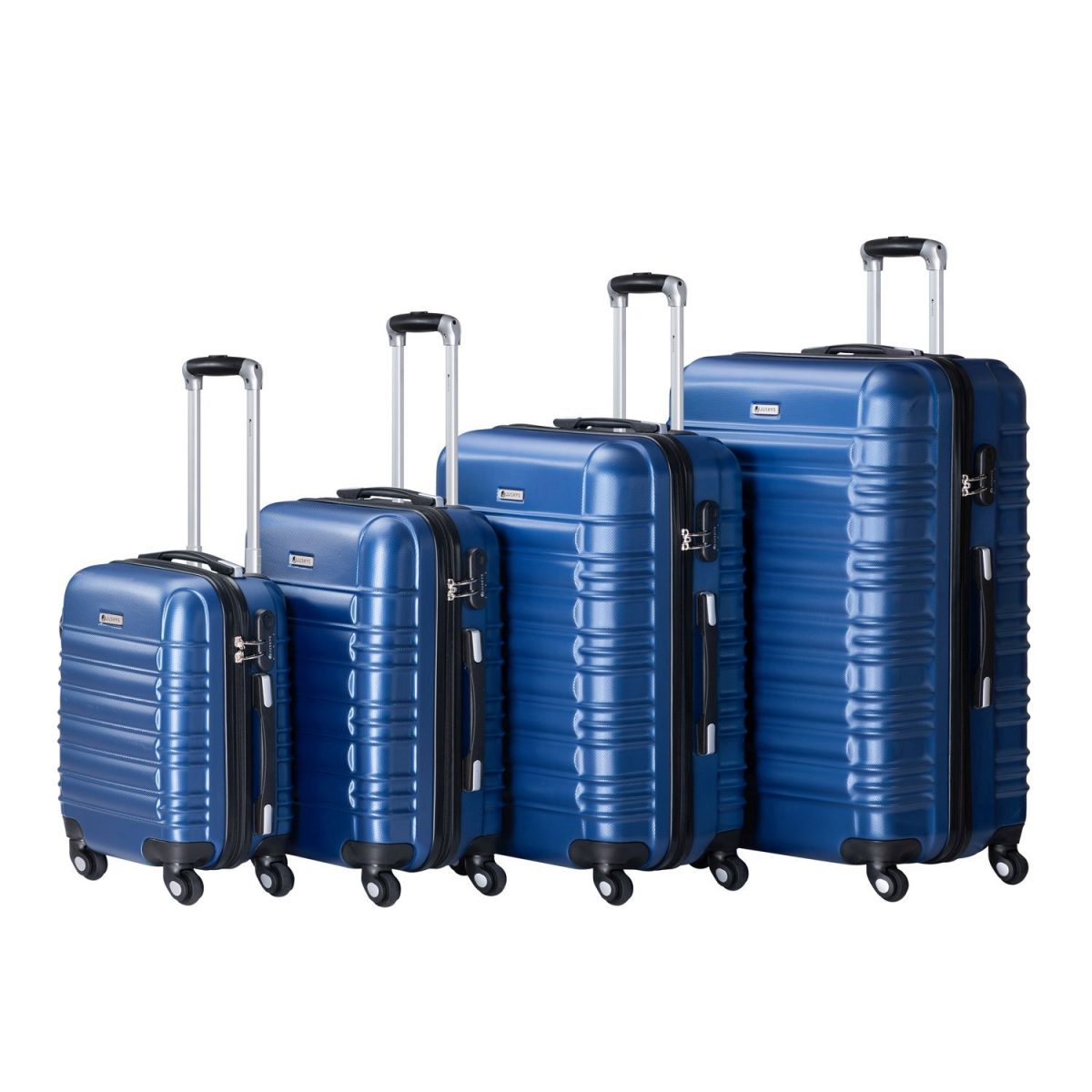 Set 4 trolere de diferite dimensiuni, S-M-L-XL, ABS, roti robuste de 360°, albastru - imagine 7