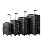 Set 4 trolere de diferite dimensiuni, S-M-L-XL, ABS, roti robuste de 360°, negru