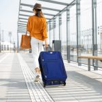 Set 3 trolere si 2 genti cosmetice, Atena, L-M, poliester, albastru - imagine 2