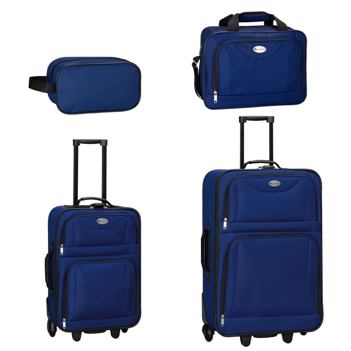 Set 3 trolere si 2 genti cosmetice, Atena, L-M, poliester, albastru - imagine 15