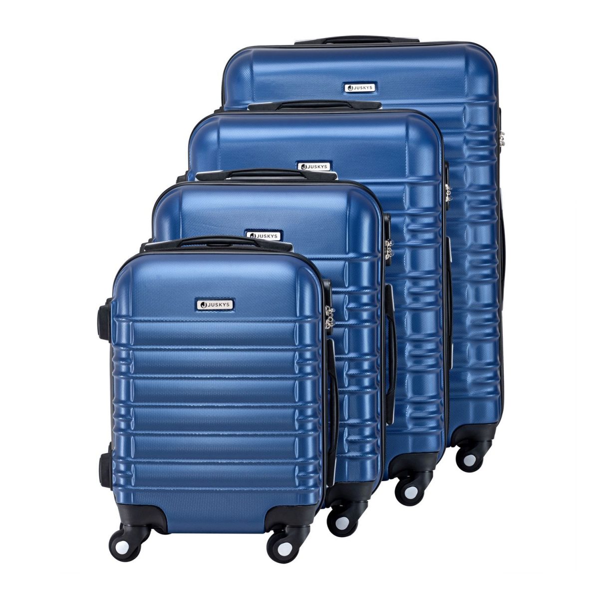 Set 4 trolere de diferite dimensiuni, S-M-L-XL, ABS, roti robuste de 360°, albastru - imagine 5