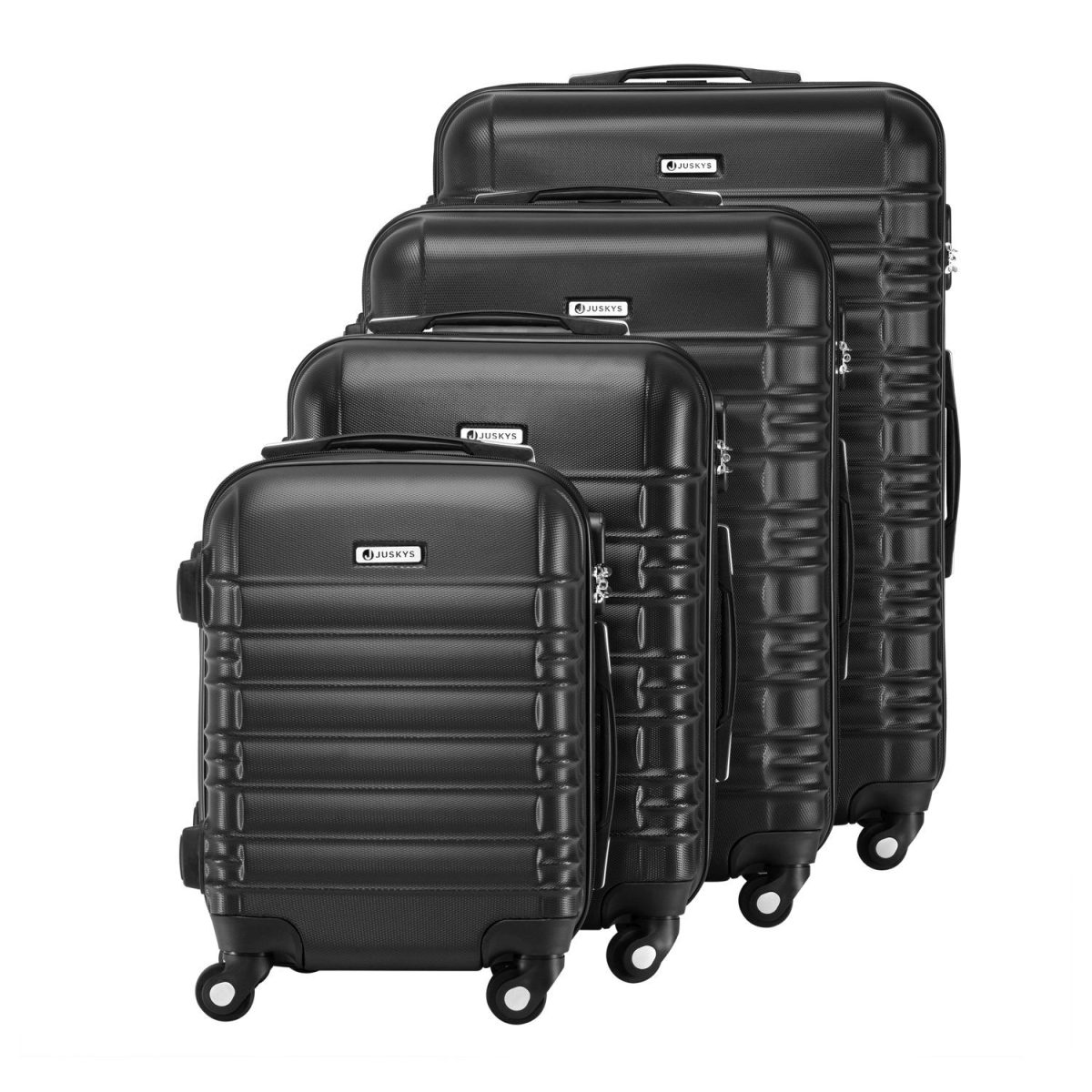 Set 4 trolere de diferite dimensiuni, S-M-L-XL, ABS, roti robuste de 360°, negru - imagine 3
