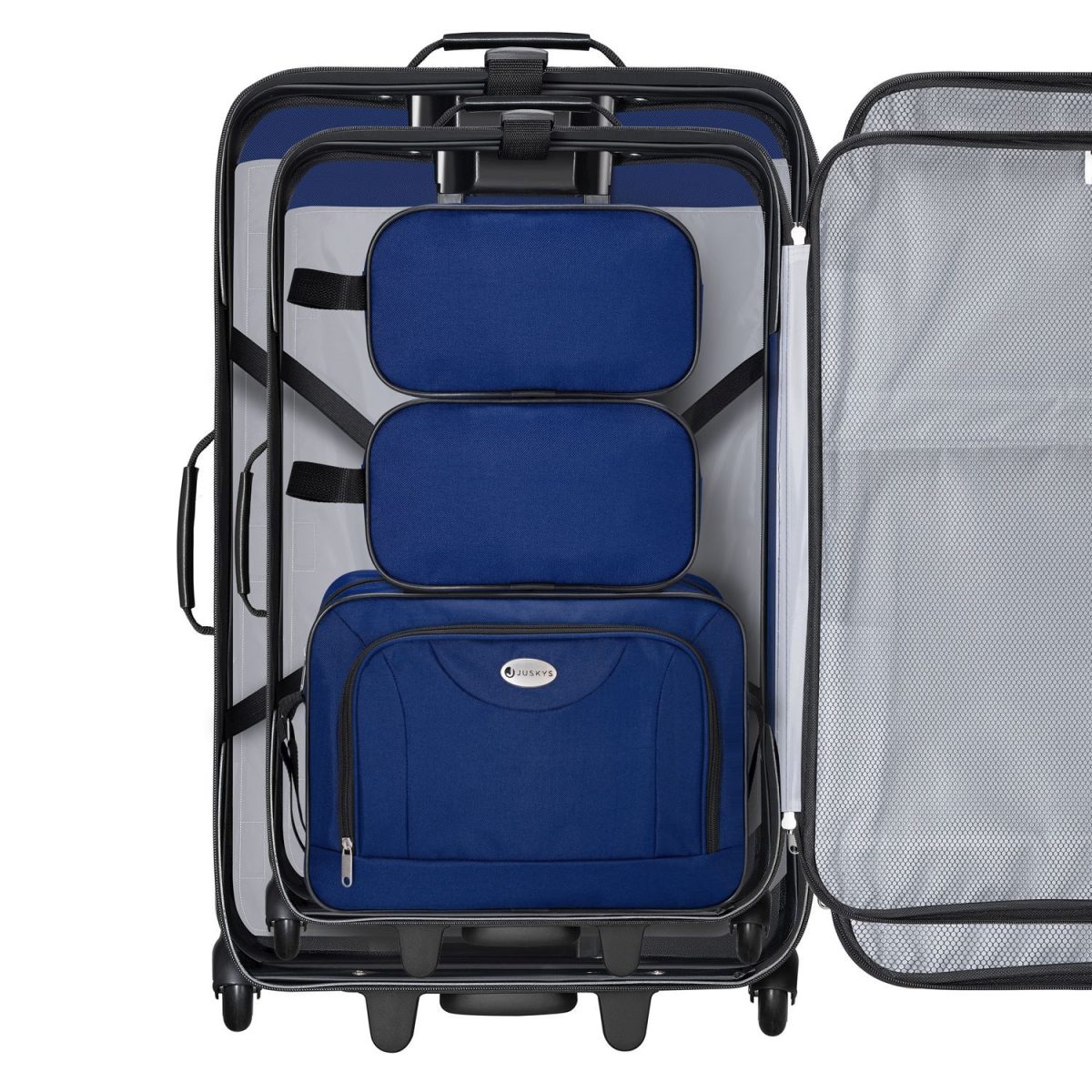 Set 3 trolere si 2 genti cosmetice, Atena, L-M, poliester, albastru - imagine 14