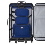 Set 3 trolere si 2 genti cosmetice, Atena, L-M, poliester, albastru - imagine 14