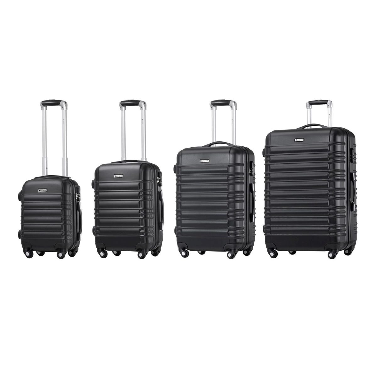 Set 4 trolere de diferite dimensiuni, S-M-L-XL, ABS, roti robuste de 360°, negru - imagine 4