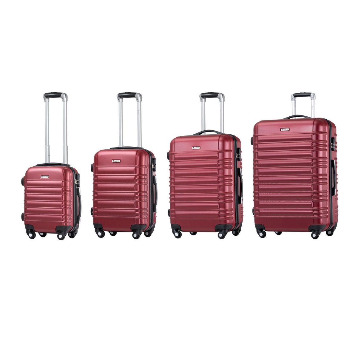 Set 4 trolere ABS de diferite dimensiuni, S-M-L-XL, roti robuste de 360°, rosu,Juskys - imagine 4