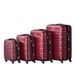 Set 4 trolere ABS de diferite dimensiuni, S-M-L-XL, roti robuste de 360°, rosu,Juskys - imagine 6