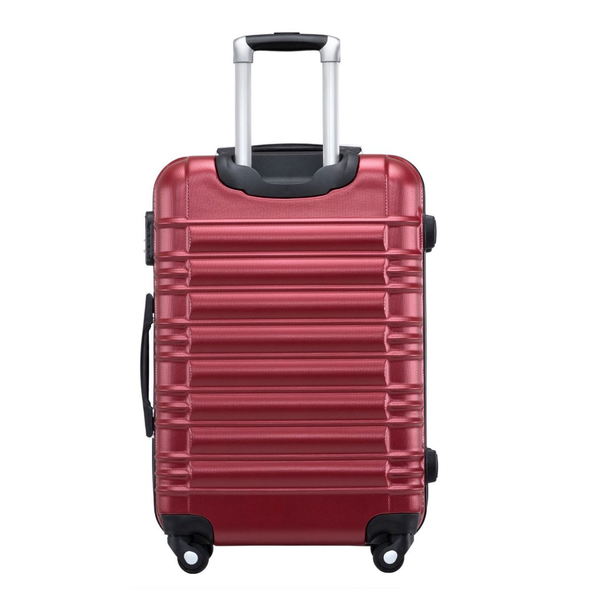 Set 4 trolere ABS de diferite dimensiuni, S-M-L-XL, roti robuste de 360°, rosu,Juskys - imagine 7