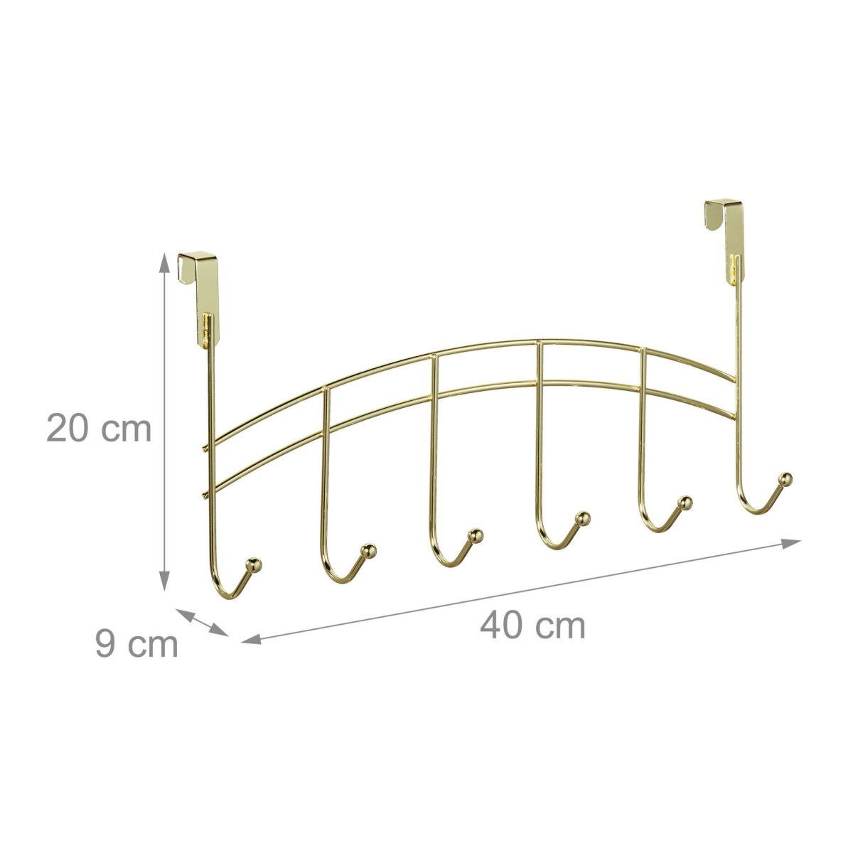 Cuier metalic versatil, cu 6 carlige, 20x40x9 cm auriu - imagine 9
