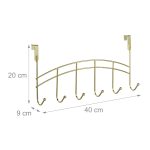 Cuier metalic versatil, cu 6 carlige, 20x40x9 cm auriu - imagine 9