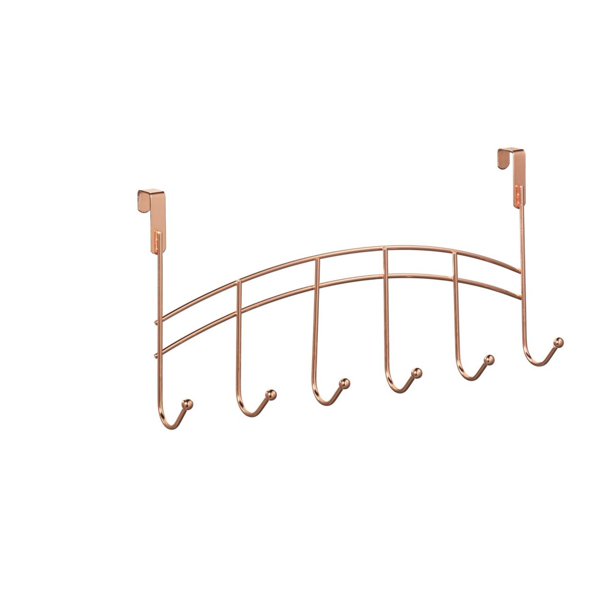 Cuier metalic versatil, cu 6 carlige, 20x40x9 cm, cupru - imagine 2