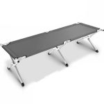 Pat pliabil pentru camping, 190x64x44cm, robust, stabil, husa de transport, gri - imagine 7