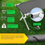 Pat pliabil pentru camping, 190x64x44cm, robust, stabil, husa de transport, gri - imagine 2