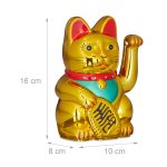 Pisica norocoasa Maneki Neko, auriu, din plastic, 16 x 10 x 8 cm - imagine 7