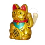 Pisica norocoasa Maneki Neko, auriu, din plastic, 16 x 10 x 8 cm - imagine 5