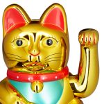 Pisica norocoasa Maneki Neko, auriu, din plastic, 16 x 10 x 8 cm - imagine 4