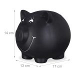 Pusculita decorativa, purcelus, de scris, din ceramica, neagra, 14 x 17 x 13 cm - imagine 2
