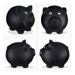 Pusculita decorativa, purcelus, de scris, din ceramica, neagra, 14 x 17 x 13 cm - imagine 5