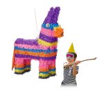 Piniata pentru petrecerile copiilor, ponei, din hartie multicolora, se pot adauga dulciuri/jucarii inauntru, 55 x 40 x 13 cm