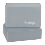 Caramida yoga, Relaxdays, gri/alb, din spuma tare, 8 x 23 x 15 cm