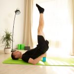 Caramida yoga, Relaxdays, gri/alb, din spuma tare, 8 x 23 x 15 cm - imagine 2
