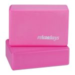 Caramida yoga, Relaxdays, roz/alb, din spuma tare, 8 x 23 x 15 cm