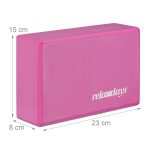 Caramida yoga, Relaxdays, roz/alb, din spuma tare, 8 x 23 x 15 cm - imagine 6