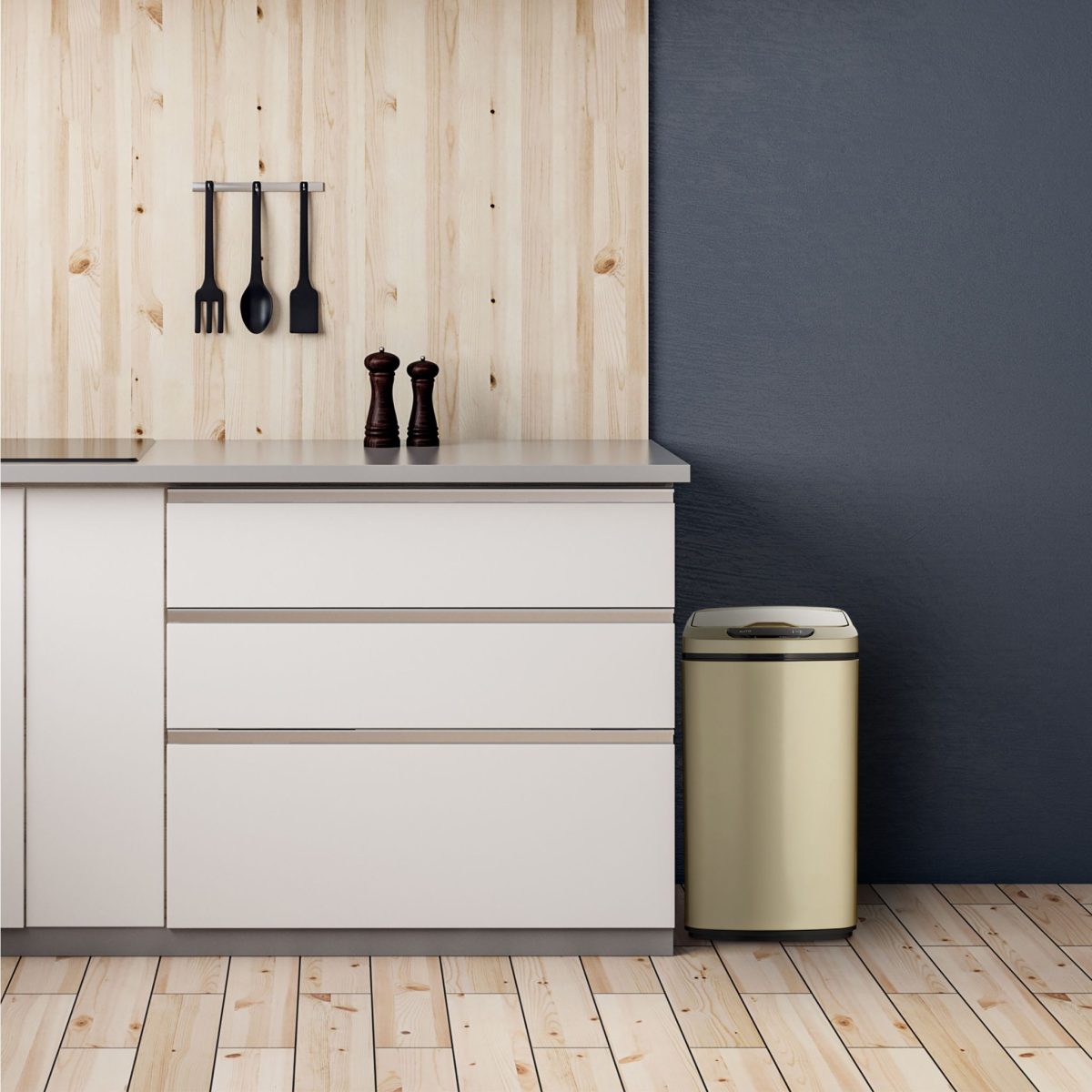 Cos de gunoi cu senzor automat, 12 L, capac anti-miros,  41 x 21,5 x 28 cm, negru/argintiu - imagine 6