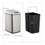 Cos de gunoi cu senzor automat, 12 L, capac anti-miros,  41 x 21,5 x 28 cm, negru/argintiu - imagine 5