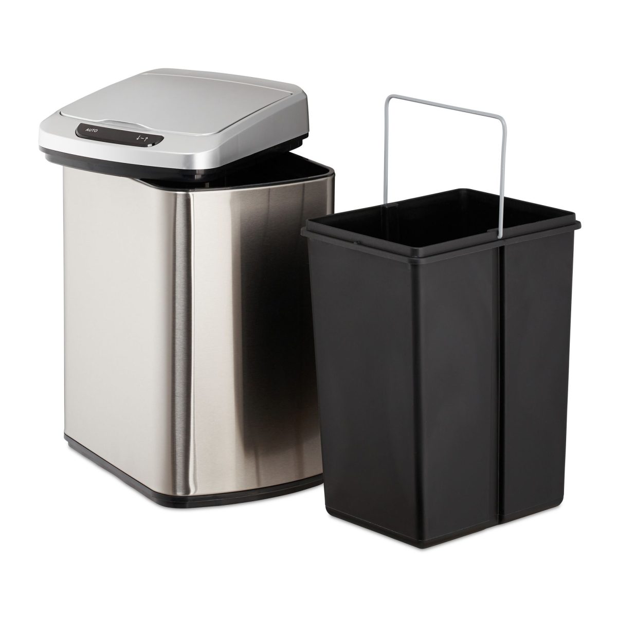 Cos de gunoi cu senzor automat, 12 L, capac anti-miros,  41 x 21,5 x 28 cm, negru/argintiu - imagine 9