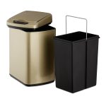 Cos de gunoi cu senzor automat, 12 L, capac anti-miros, 41 x 21,5 x 28 cm, negru/gold - imagine 6