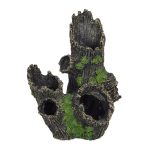 Decor acvariu, trunchi de copac, negru/verde, 16,5 x 15,5 x 11 cm
