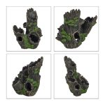 Decor acvariu, trunchi de copac, negru/verde, 16,5 x 15,5 x 11 cm - imagine 6