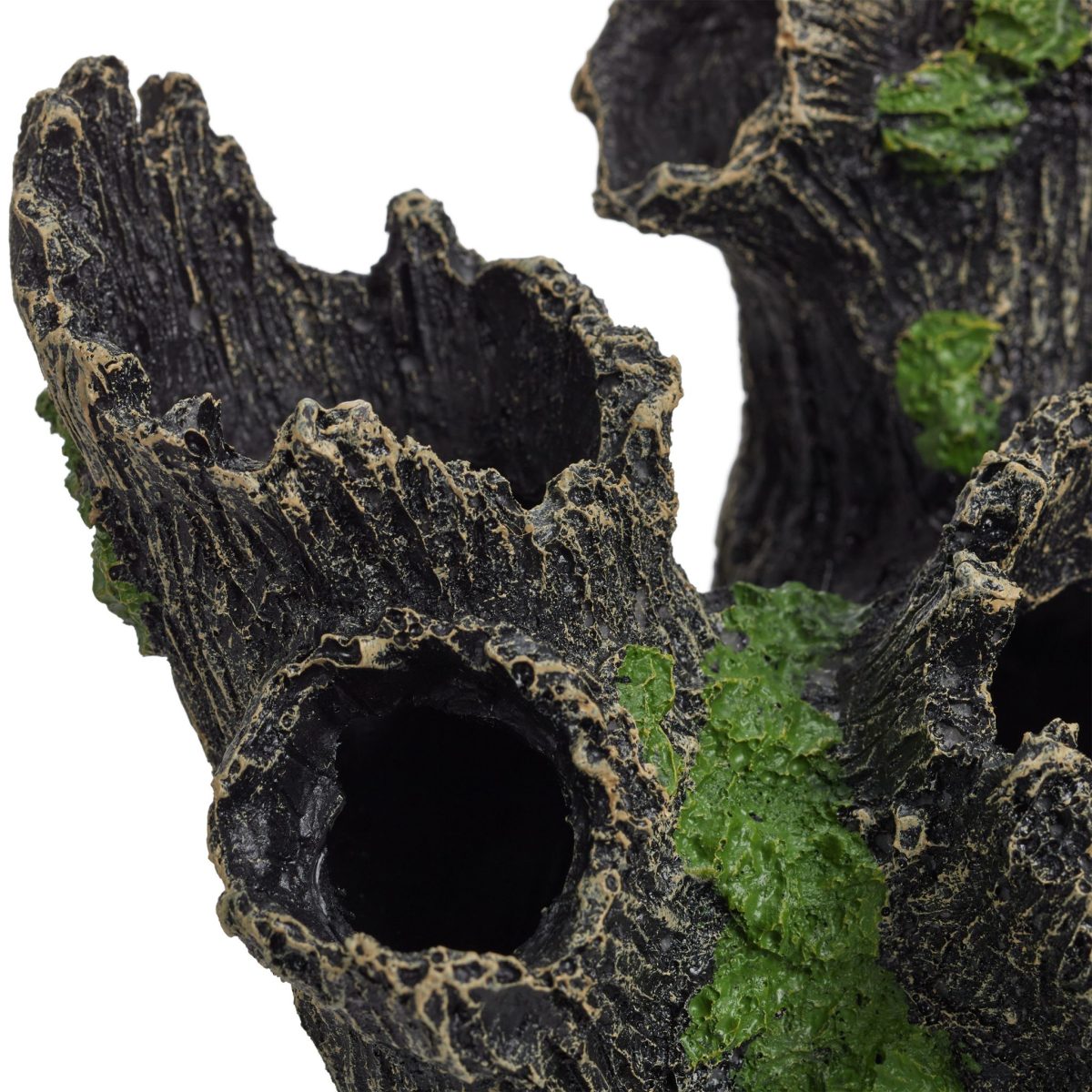 Decor acvariu, trunchi de copac, negru/verde, 16,5 x 15,5 x 11 cm - imagine 5