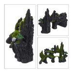 Decoratiune acvariu, roca, gri/verde/alb,  17 x 23,5 x 8,5 cm - imagine 4