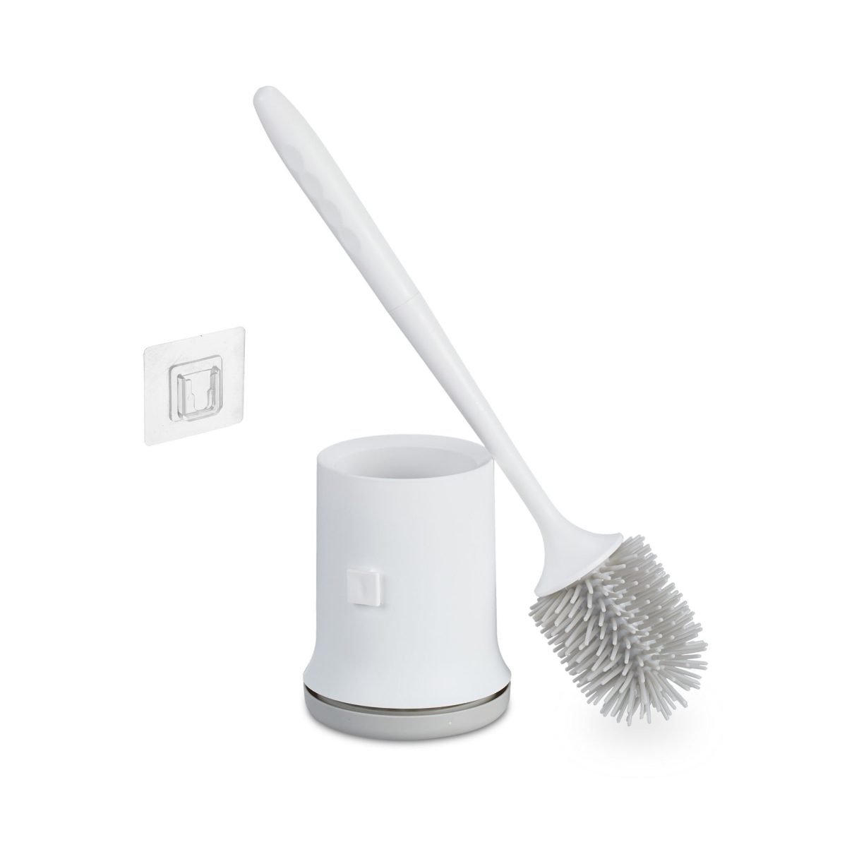 Perie de toaleta cu suport, din plastic, alb/gri,  41 x 11 cm - imagine 2