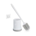 Perie de toaleta cu suport, din plastic, alb/gri,  41 x 11 cm