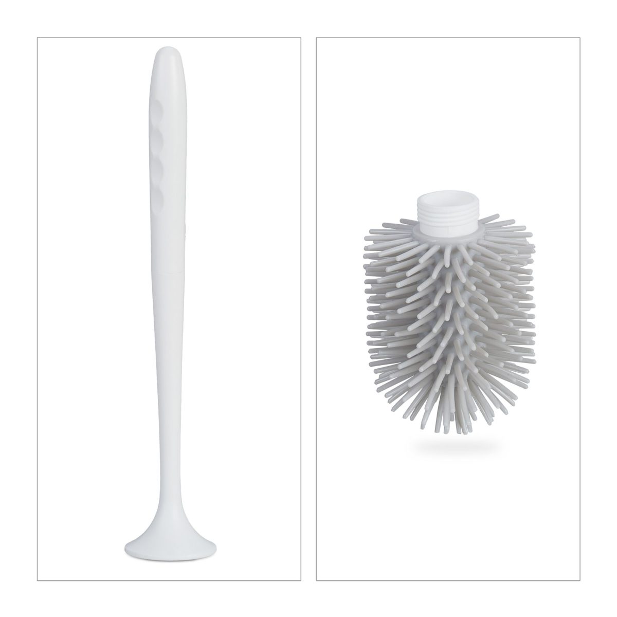 Perie de toaleta cu suport, din plastic, alb/gri,  41 x 11 cm - imagine 5