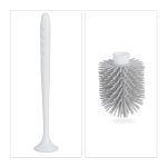 Perie de toaleta cu suport, din plastic, alb/gri,  41 x 11 cm - imagine 5