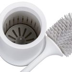 Perie de toaleta cu suport, din plastic, alb/gri,  41 x 11 cm - imagine 4