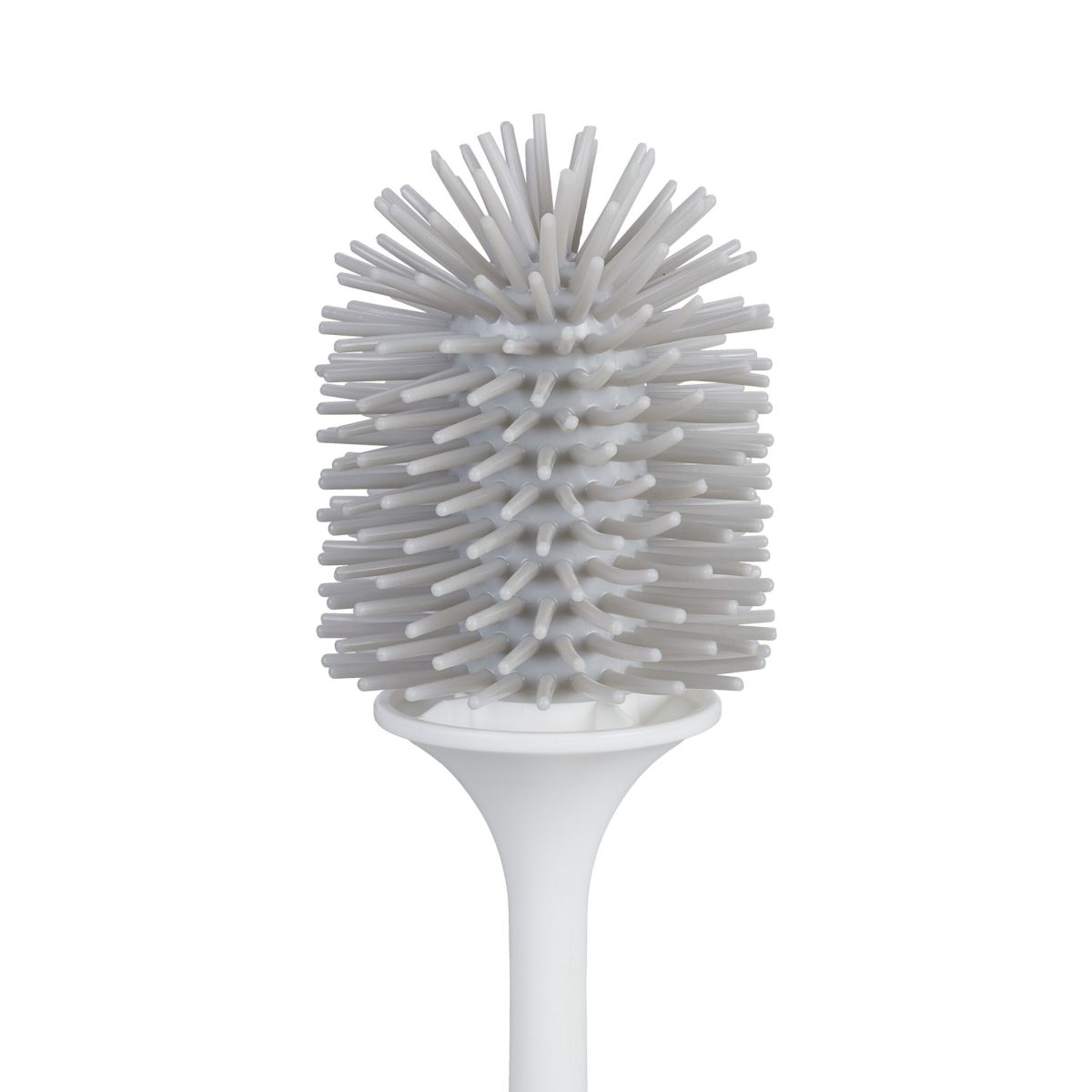 Perie de toaleta cu suport, din plastic, alb/gri,  41 x 11 cm - imagine 3
