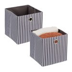 Cutie de depozitare, set de 2, din poliester/in/carton, gri alb, 30,5 x 30 x 30 cm - imagine 9