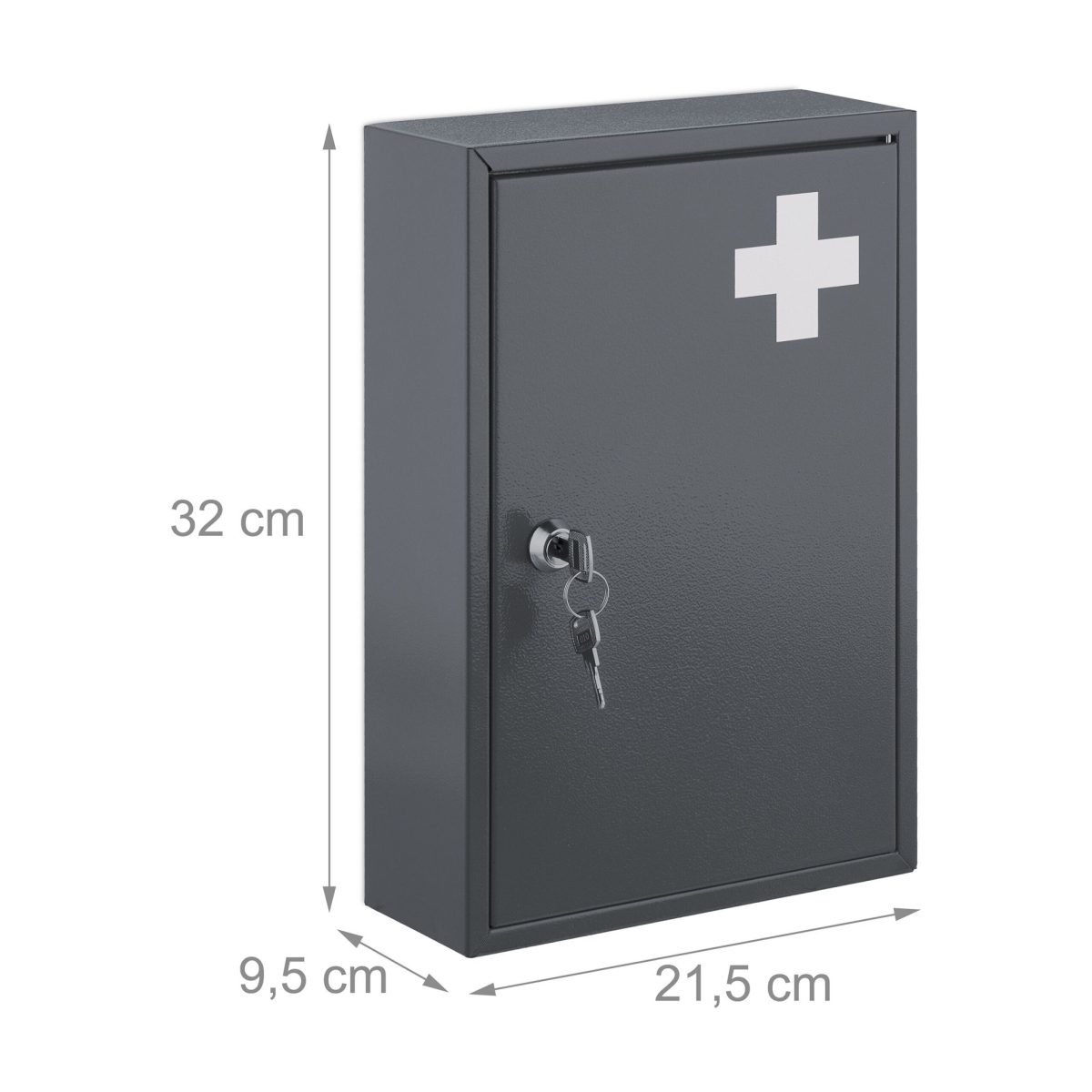 Dulap pentru medicamente, 2 etaje, gri/alb, 32 x 21,5 x 9,5 cm - imagine 6