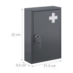Dulap pentru medicamente, 2 etaje, gri/alb, 32 x 21,5 x 9,5 cm - imagine 6